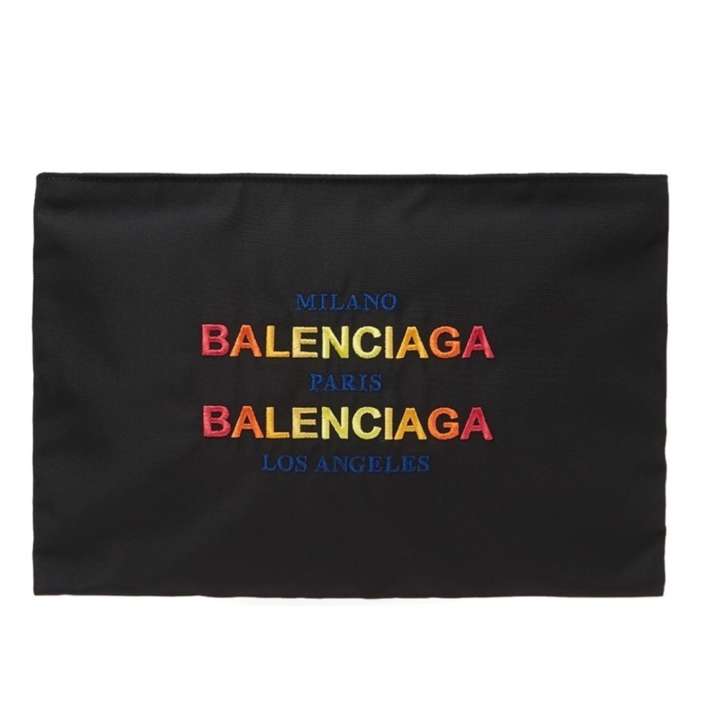 Balenciaga Nylon Ombre Rainbow Document Holder Logo Pouch Portfolio Case Clutch
